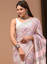 Cotton Cream Casual Wear Printed Saree